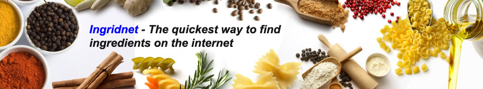 A picture showing different types of ingredients and the text Ingridnet, the quickest way to find ingredients on the internet